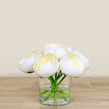 Floral Arrangement-Artificial Ranunculus Arrangement in Glass Vase-Bloomr