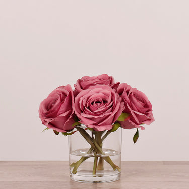 Floral Arrangement-Artificial Rose Arrangement in Glass Vase-Bloomr