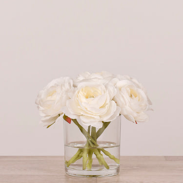 Floral Arrangement-Artificial Ranunculus Arrangement in Glass Vase-Bloomr
