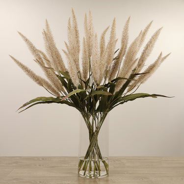 Floral Arrangement-Artificial Pennisetum Arrangement in Glass Vase-Bloomr