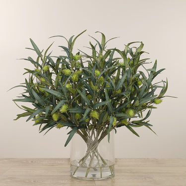 Floral Arrangement-Artificial Asclepias Arrangement in Glass Vase-Bloomr