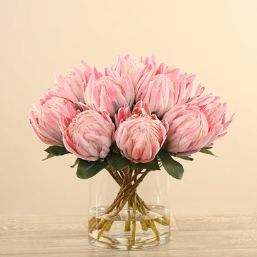 Floral Arrangement-Artificial Protea Arrangement in Glass Vase-Bloomr