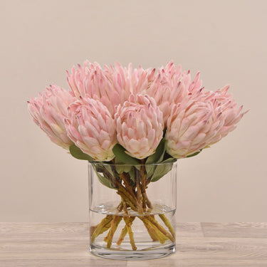 Floral Arrangement-Artificial Protea Arrangement in Glass Vase-Bloomr