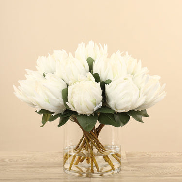 Floral Arrangement-Artificial Protea Arrangement in Glass Vase-Bloomr