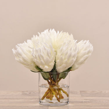Floral Arrangement-Artificial Protea Arrangement in Glass Vase-Bloomr