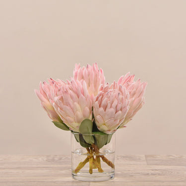 Floral Arrangement-Artificial Protea Arrangement in Glass Vase-Bloomr