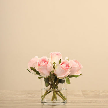 Floral Arrangement-Artificial Rose Arrangement in Glass Vase-Bloomr