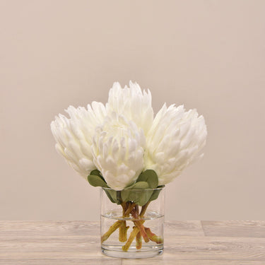 Floral Arrangement-Artificial Protea Arrangement in Glass Vase-Bloomr