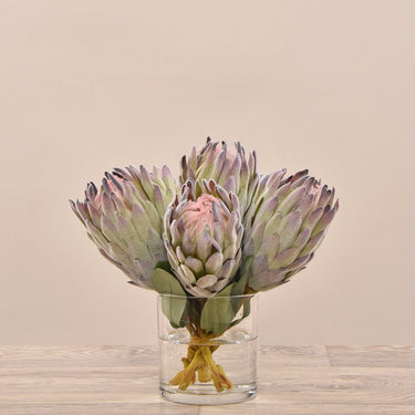 Floral Arrangement-Artificial Protea Arrangement in Glass Vase-Bloomr
