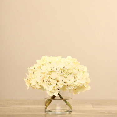 Flowers-Artificial Hydrangea Arrangement in Glass Vase-Bloomr