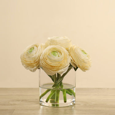 Floral Arrangement-Artificial Ranunculus Arrangement in Glass Vase-Bloomr