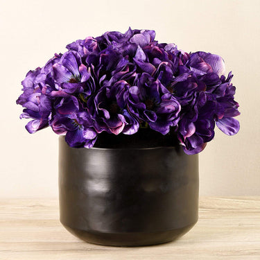 Floral Arrangement-Artificial Anemone in Black Vase-Bloomr
