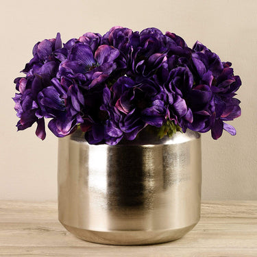Floral Arrangement-Artificial Anemone in Silver Vase-Bloomr