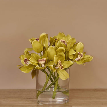 Flowers-Artificial Cymbidium in Glass Vase-Bloomr