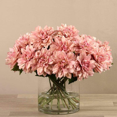 Floral Arrangement-Artificial Dahlia in Glass Vase-Bloomr
