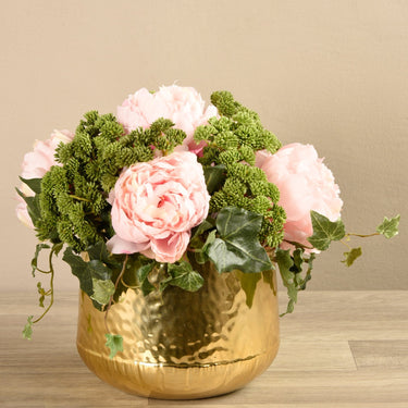 Floral Arrangement-Artificial Peony & Sedum Arrangement-Bloomr