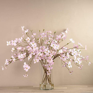Flowers-Artificial Dogwood Arrangement in Glass Vase-Bloomr