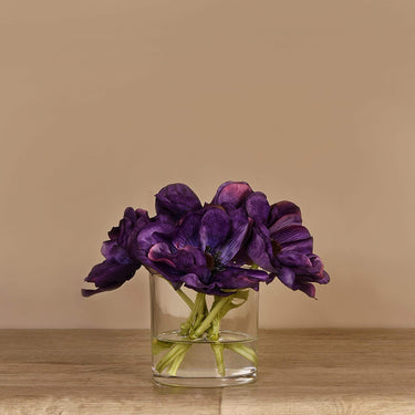 Flowers-Artificial Anemone Arrangement in Glass Vase-Bloomr