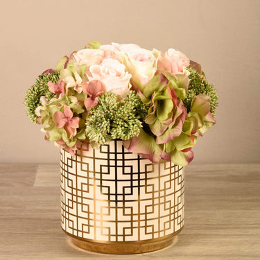 Floral Arrangement-Rose, Hydrangea & Sedum Arrangement-Bloomr
