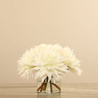 Flowers-Artificial Dahlia Arrangement in Glass Vase-Bloomr