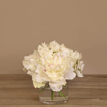 Floral Arrangement-Peony & Hydrangea Arrangement in Glass Vase-Bloomr