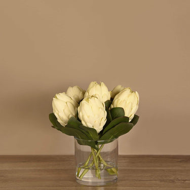 Flowers-Protea Arrangement in Glass Vase-Bloomr