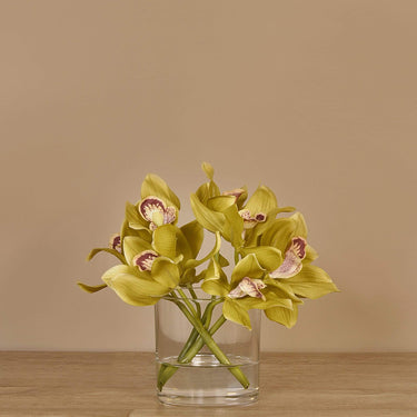 Flowers-Artificial Cymbidium in Glass Vase-Bloomr