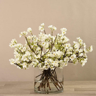 Flowers-Artificial Blossom Spray in Glass Vase-Bloomr