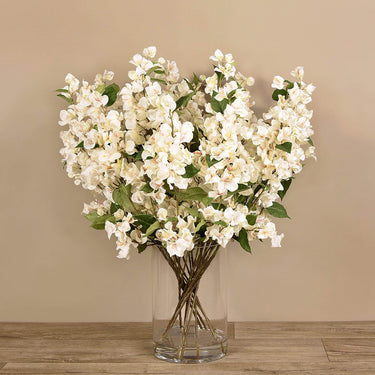 Flowers-Artificial Bougainvillea in Glass Vase-Bloomr