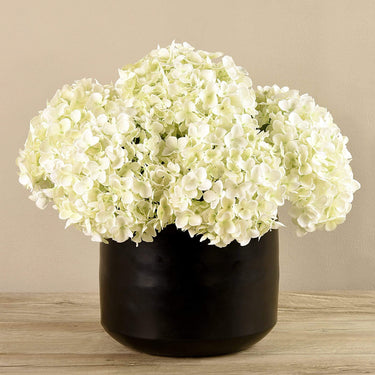 Floral Arrangement-Artificial Hydrangea in Black Vase-Bloomr