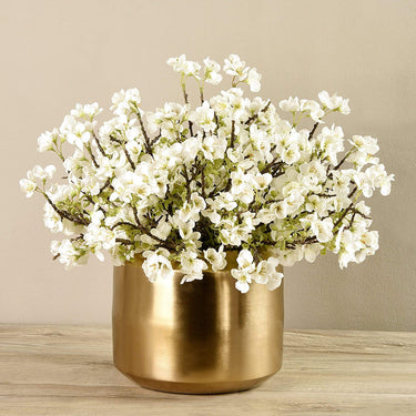 Floral Arrangement-Artificial Blossom Spray in Gold Vase-Bloomr