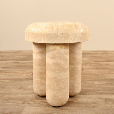 Furniture-Celeste Travertine Side Table-Bloomr