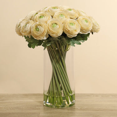 Floral Arrangement-Artificial Ranunculus Arrangement in Glass Vase-Bloomr