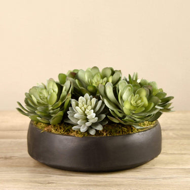 Greenery-Artificial Succulent Arrangement in Bowl-Bloomr