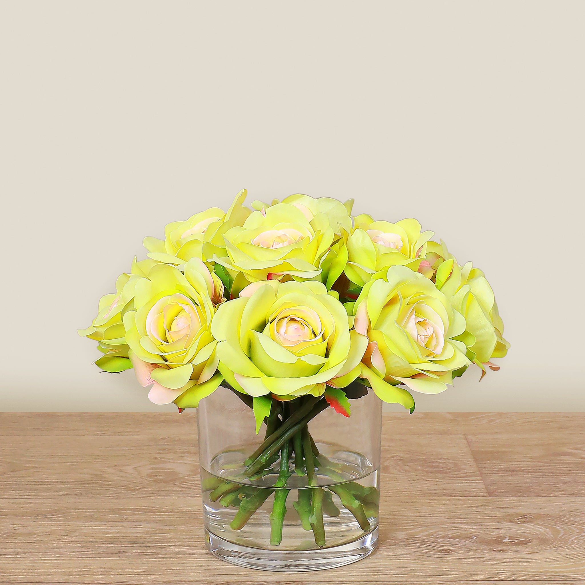 Artificial Rose Arrangement in Glass Vase