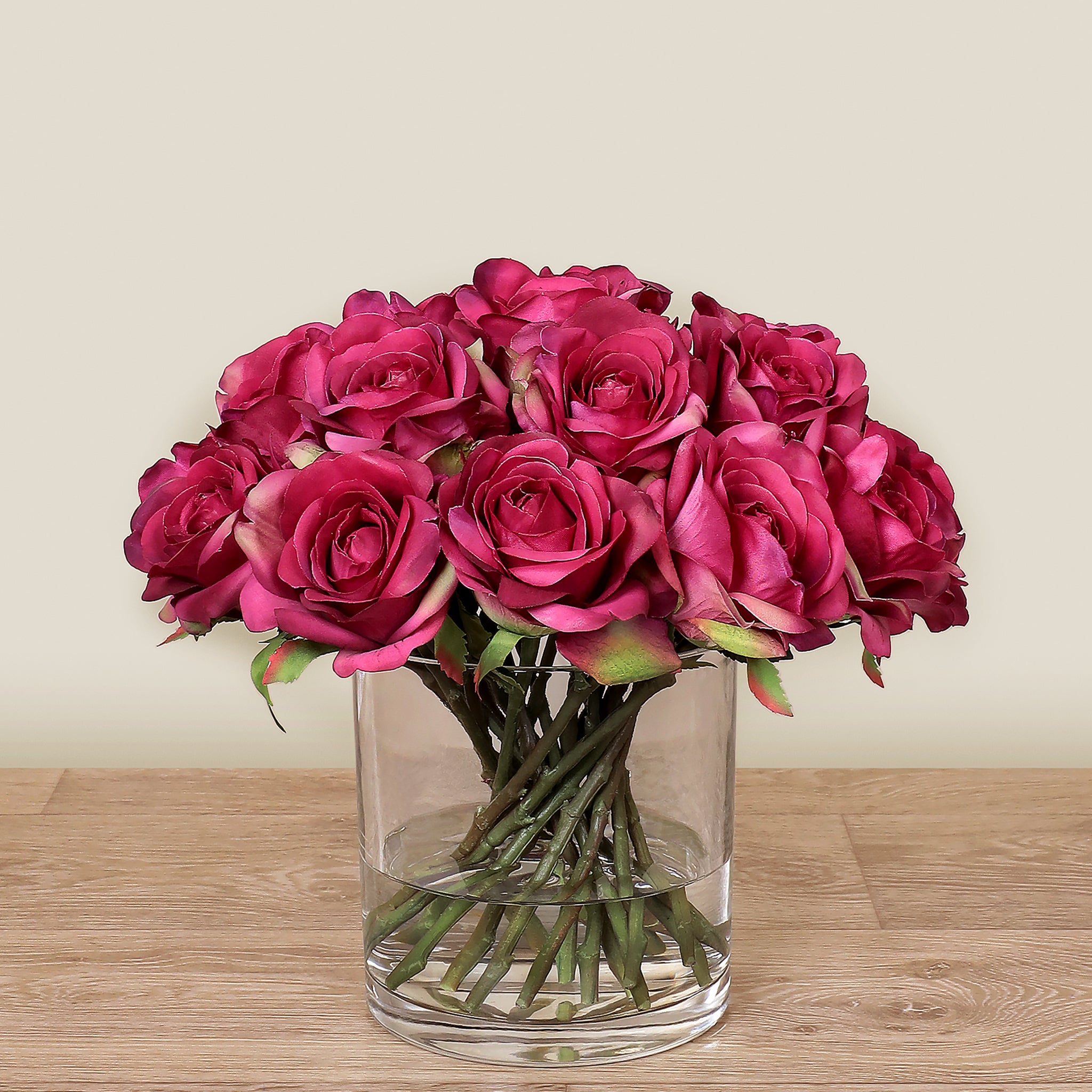 Artificial Rose Arrangement in Glass Vase