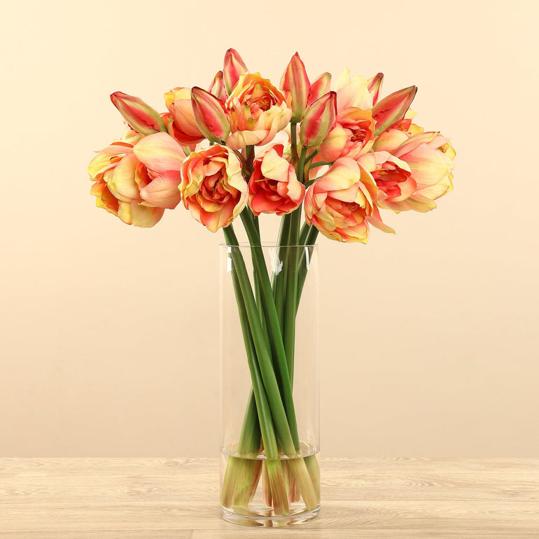 Artificial Amaryllis Arrangement in Glass Vase