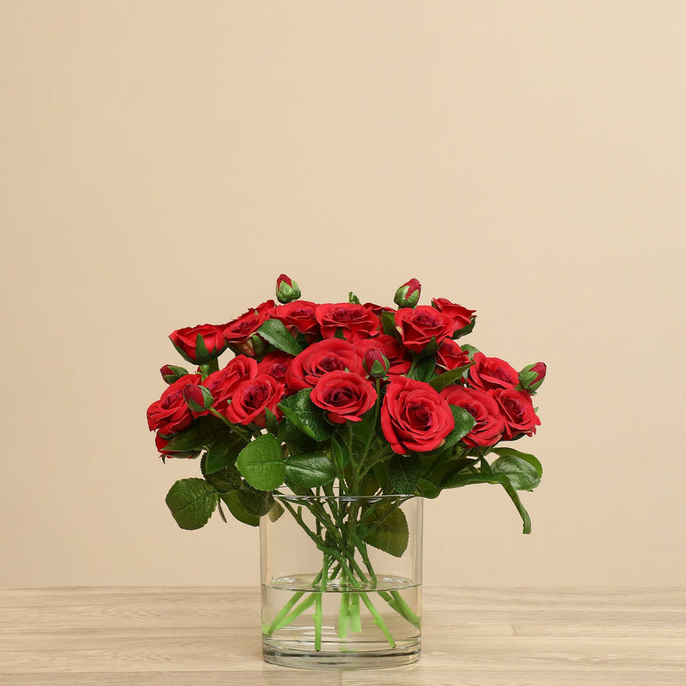 3 sizes Artificial Rose Arrangement in Glass Vase