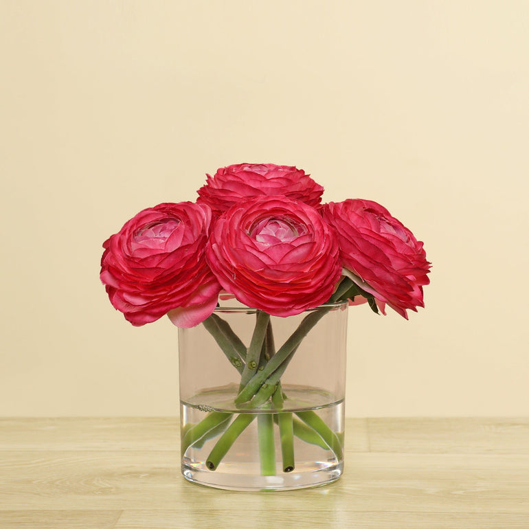 3 sizes Artificial Ranunculus Arrangement in Glass Vase