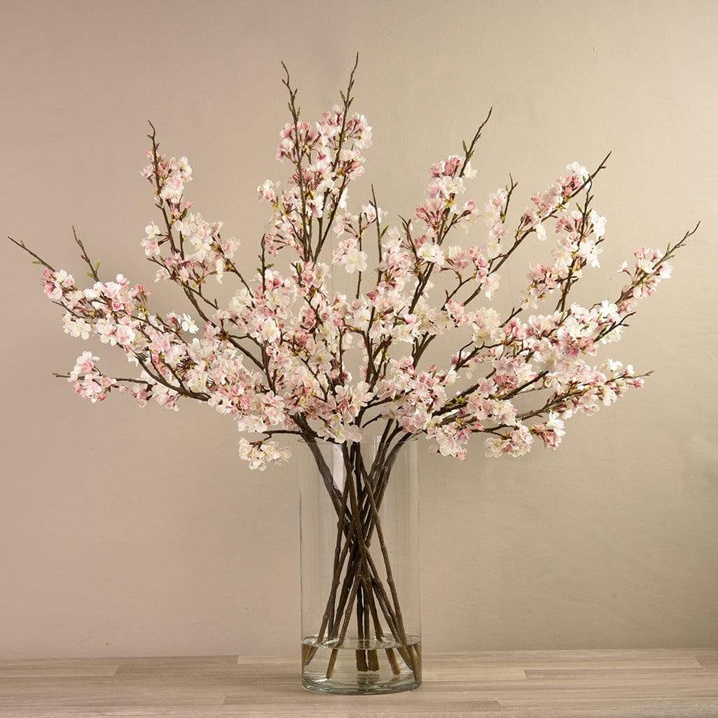 Artificial Blossom Spray in Glass Vase Bloomr