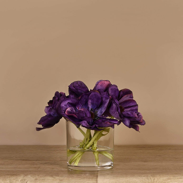 3 sizes Artificial Anemone Arrangement in Glass Vase