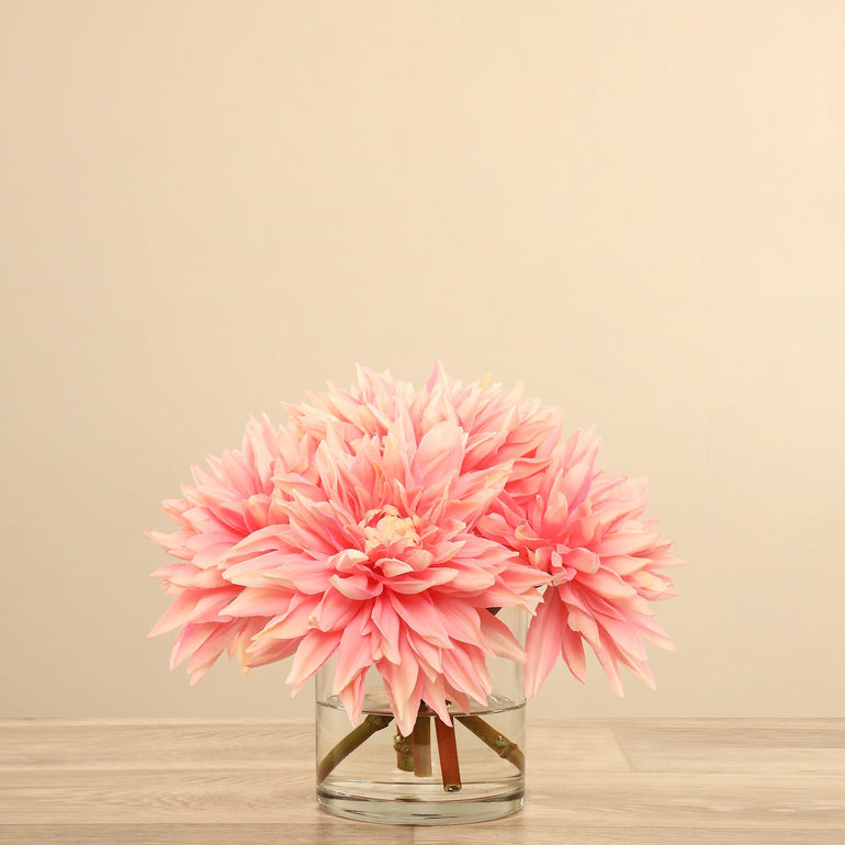 3 sizes Artificial Dahlia Arrangement in Glass Vase