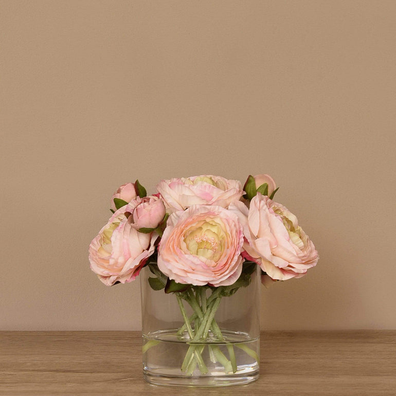 3 sizes Artificial Ranunculus Arrangement in Glass Vase