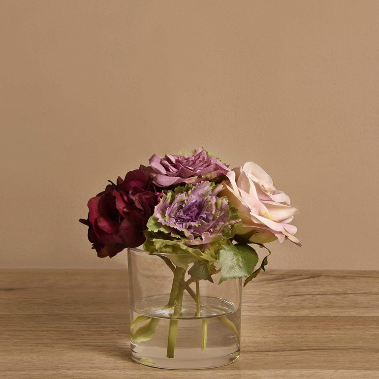 3 sizes Artificial Mixed Flower Arrangement in Glass Vase