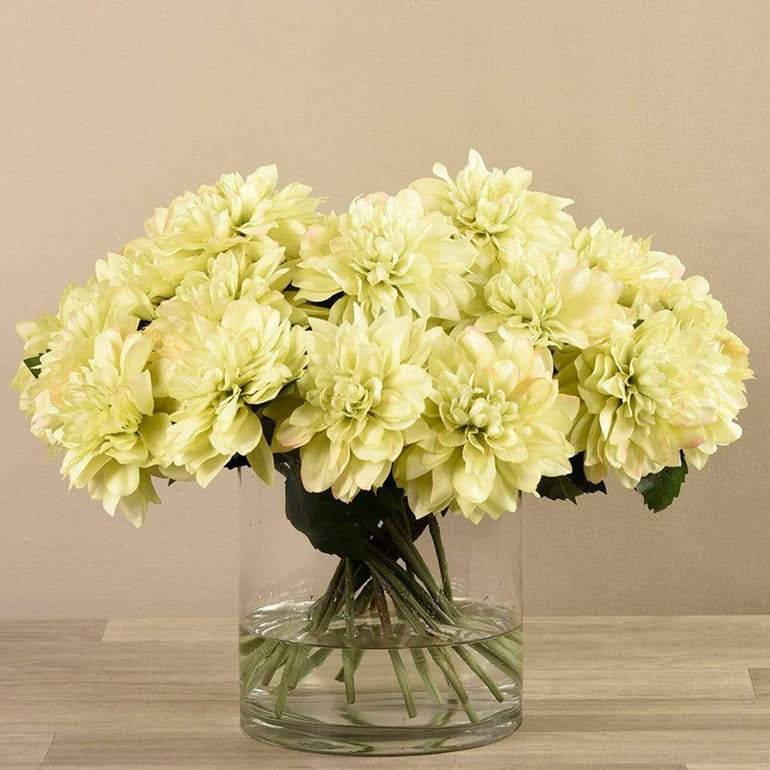 Artificial Dahlia in Glass Vase