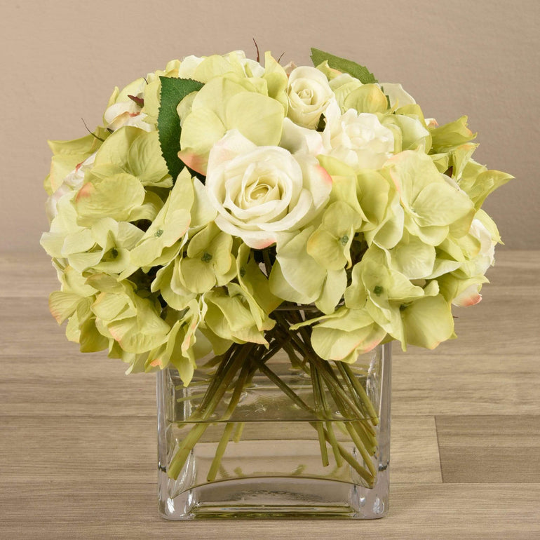 Artificial Mixed Flower Arrangement in Glass Vase